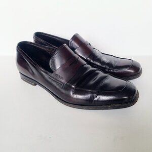 Prada Burgundy Brown Leather Loafers Men's Size 7